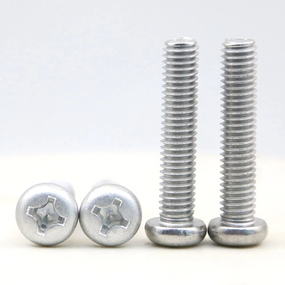 6063 Aluminium Phillips Pan Head Machine Screws DIN 7985 — M1.7 to M6 Metric