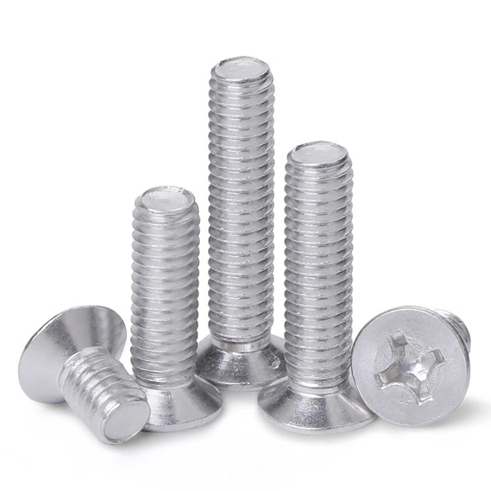 Phillips Countersunk Machine Screws DIN 965 | 6063 Aluminum | M1.7–M6