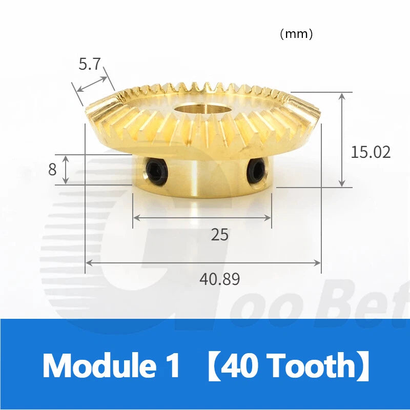 Bevel Gear Module 1 Brass 15/20/30/40 Tooth 90° 1:2 Pairing Miter Gear Precision
