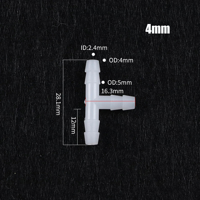 Plastic Connector Barbed Pipe Hose T Piece Joiner Tubing Air Fuel Water 3 Way