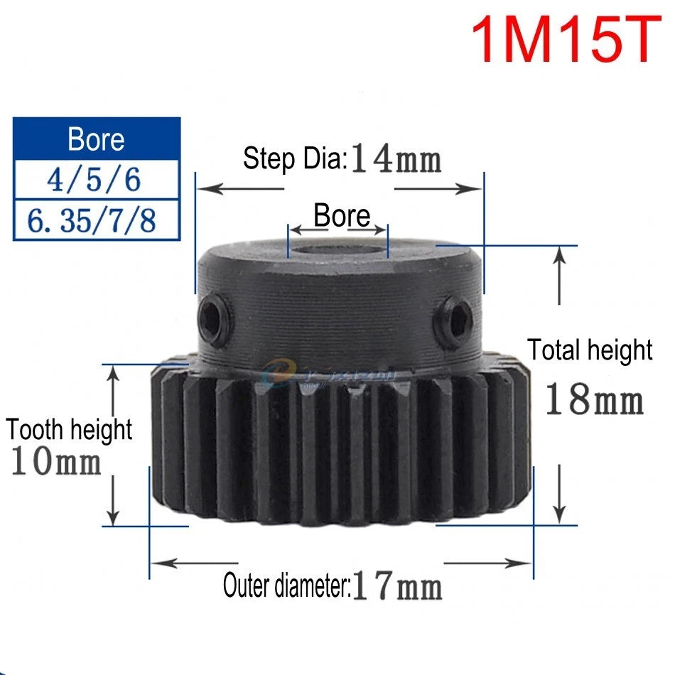 High Precision 1 Mod 10T-150T Spur Gear 45# Steel Pinion Gear With Step x 1Pcs