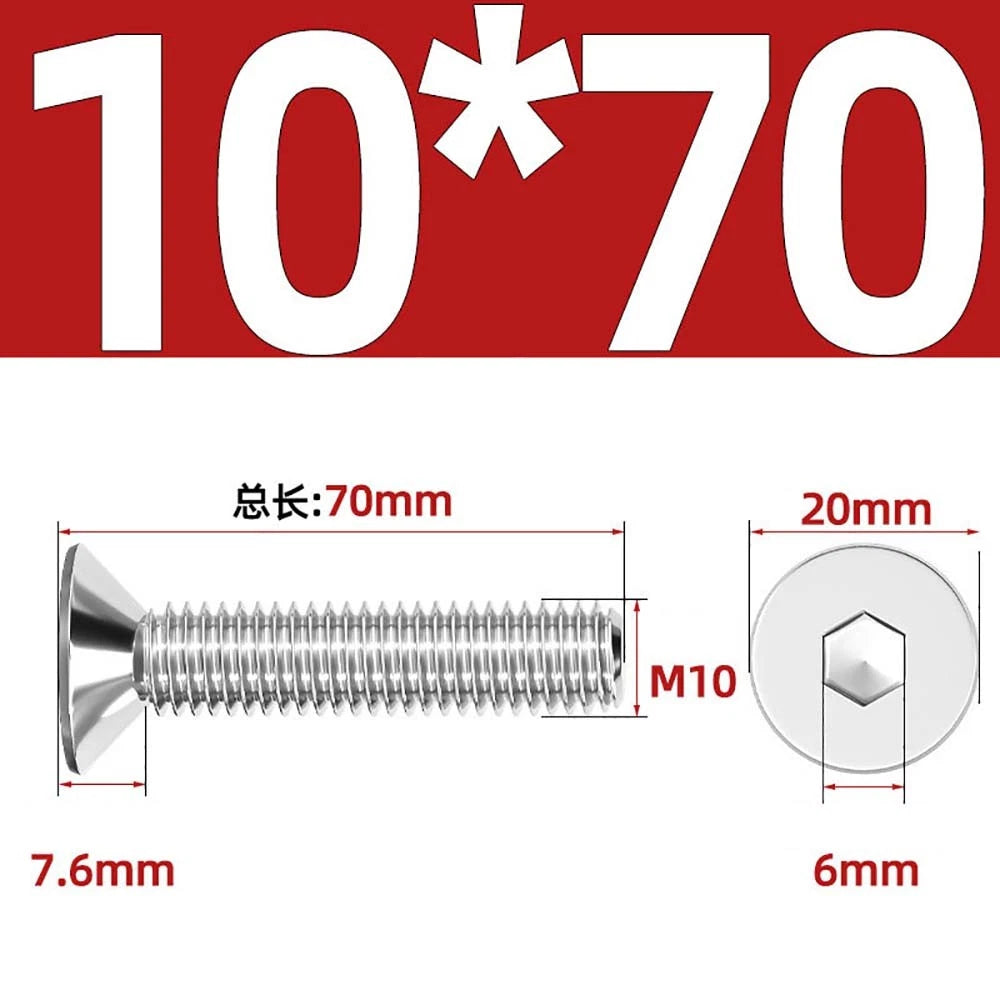 Countersunk Hex Socket Screws – A2 Stainless Steel, M2 to M16, DIN 7991, Fully Threaded