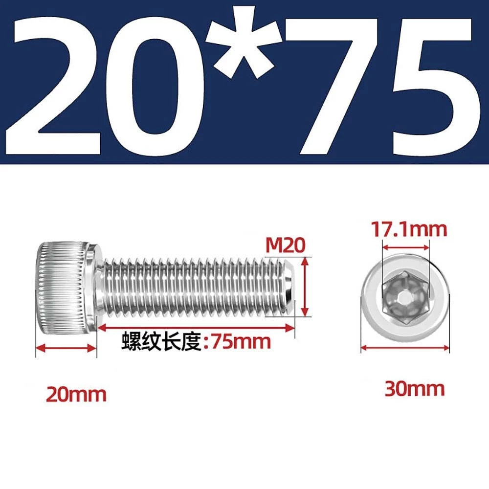 Socket Head Cap Screws – A2 Stainless Steel, M6 to M24, Hex Drive (DIN 912)