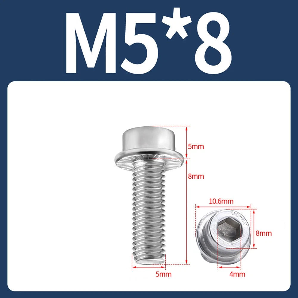 M5–M12 Flange Cap Head Hex Socket Screws – 304 Stainless Steel, Fully Threaded (8–60mm)