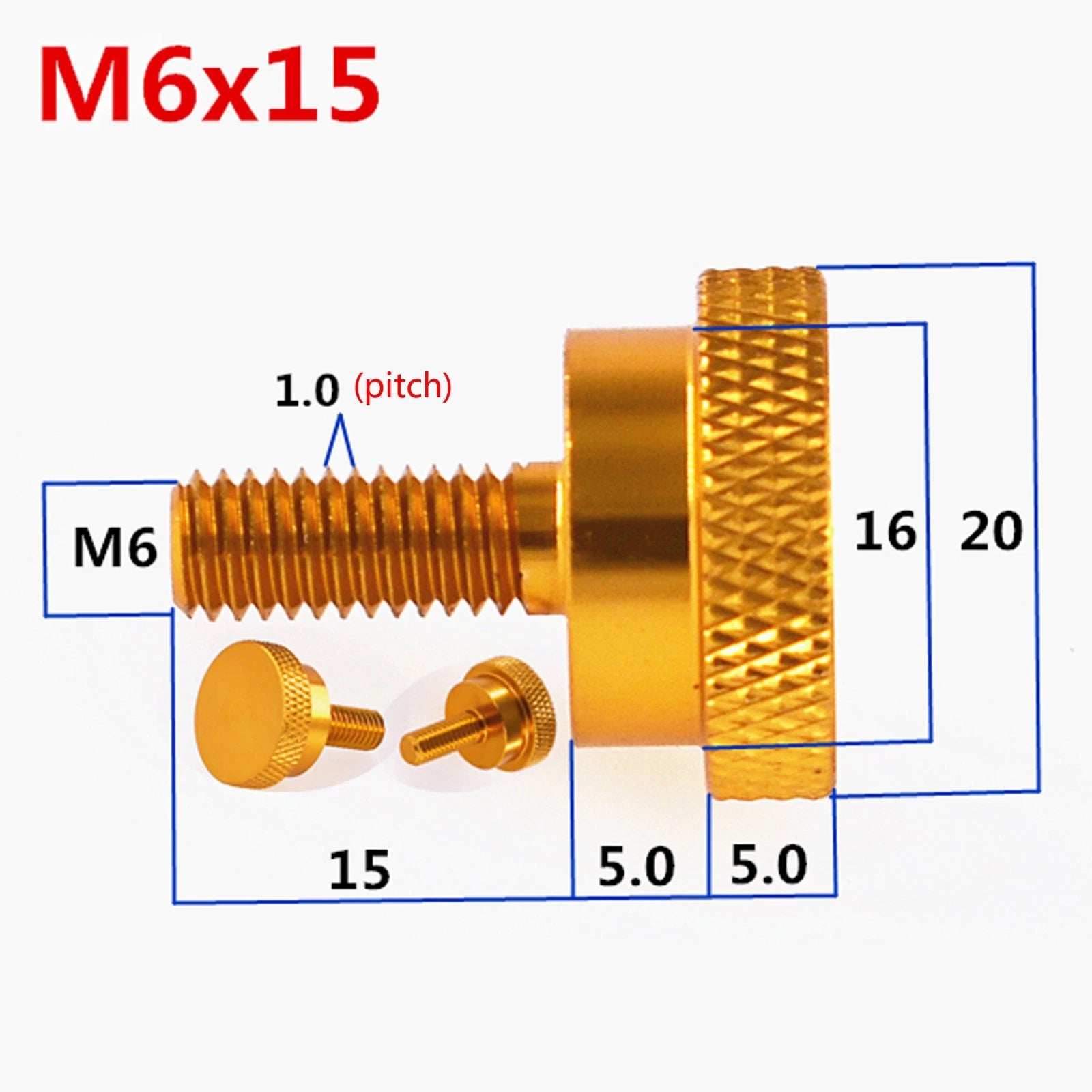 M5 M6 Knurled Thumb Screws Aluminum Alloy Round high Step Hand Grip Knob Bolts