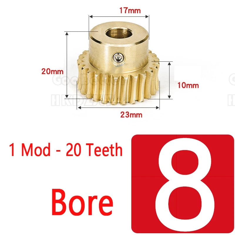 1 Modulus 20 Teeth Brass Worm Wheel Gear 1:20 Transmission Gear,Worm Rod Shaft