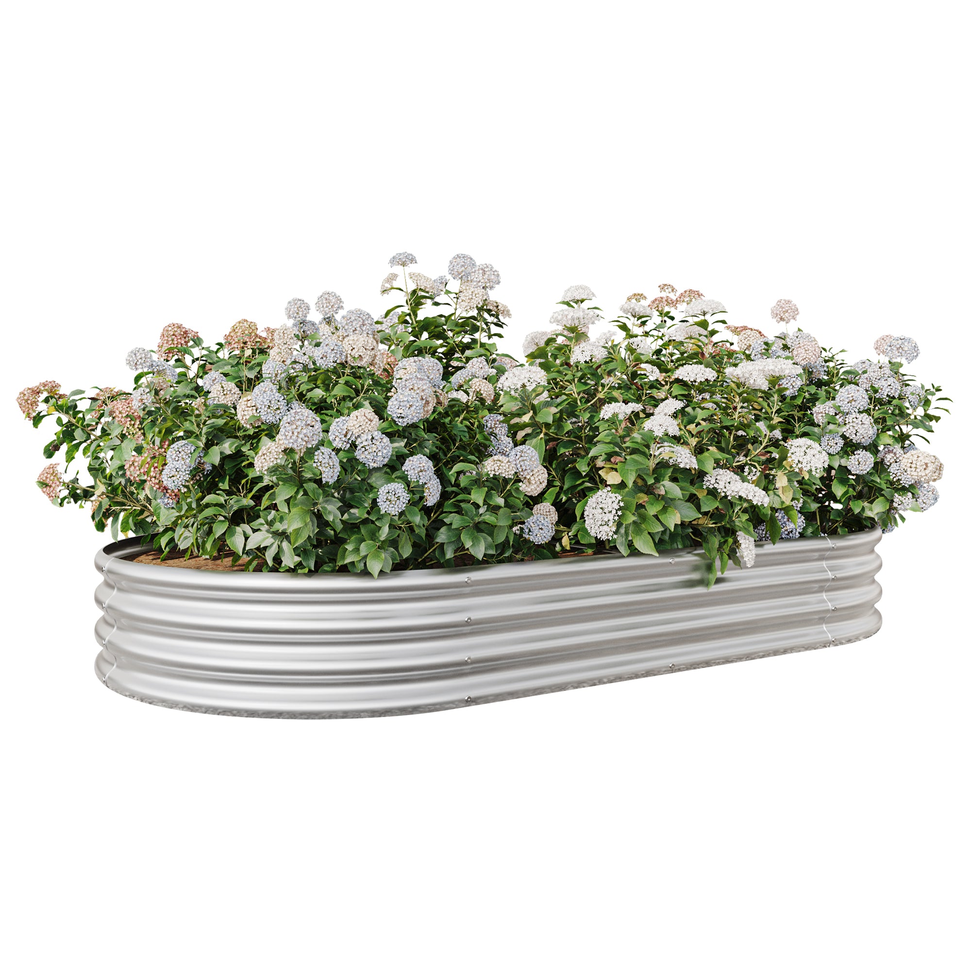 Oval Large Metal Raised Garden Bed – 89" x 45" Silver Steel Planter for Vegetables, Herbs & Flowers