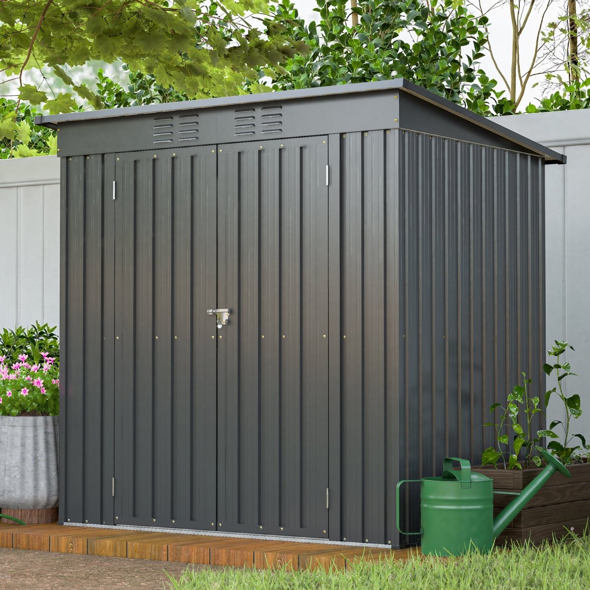 6 x 4 ft Outdoor Storage Shed, All Weather Tool Shed for Garden, Backyard, Lawn, Black - HomeDIYer
