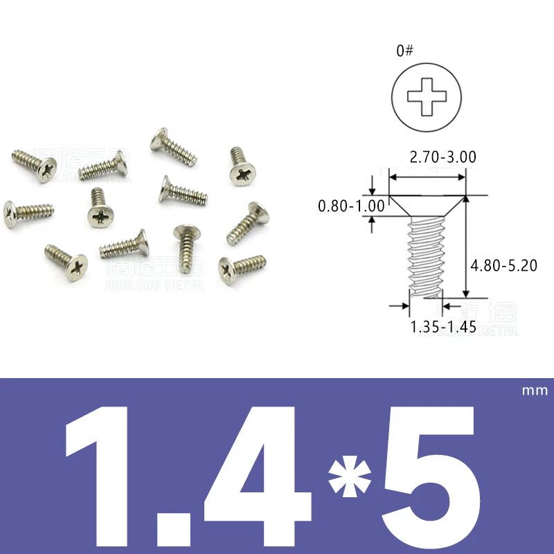 Phillips Countersunk Flat Head Machine Screws M1.2–M1.8 | Zinc & Nickel Plated - HomeDIYer
