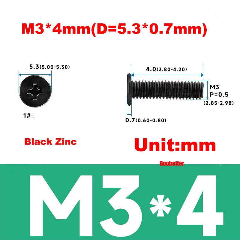 M3 Ultra Thin Wafer Flat Head Phillips Screws – Super Low Profile for Laptops & Electronics (3–6.5mm Thread Lengths)