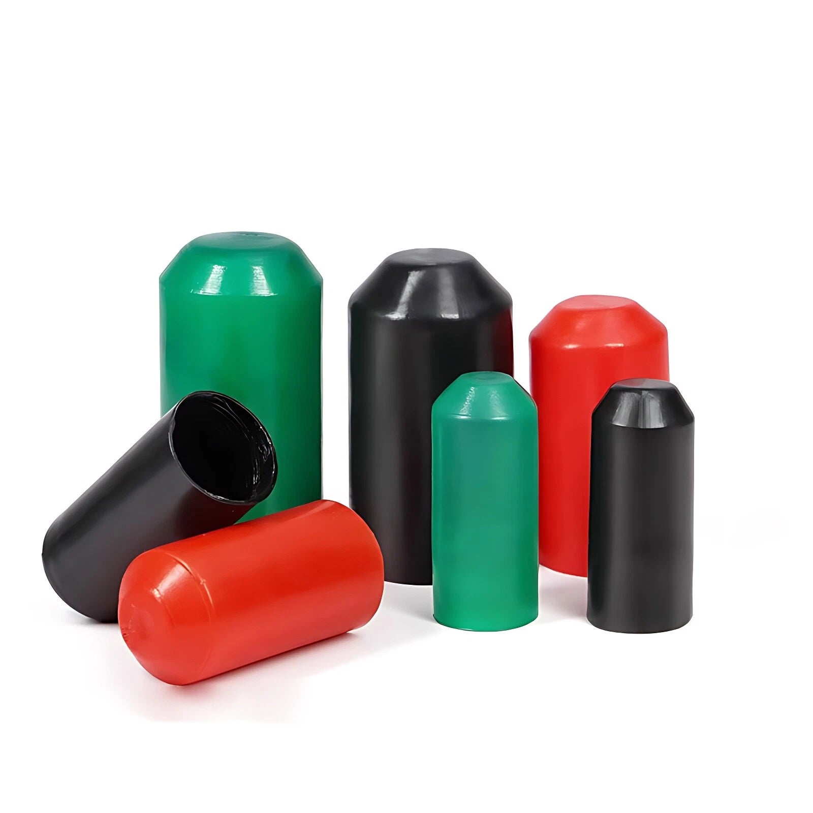 2:1 Adhesive Glue Lined Heat Shrink End Caps — Waterproof Seal, 8–130mm, Black/Red/Green