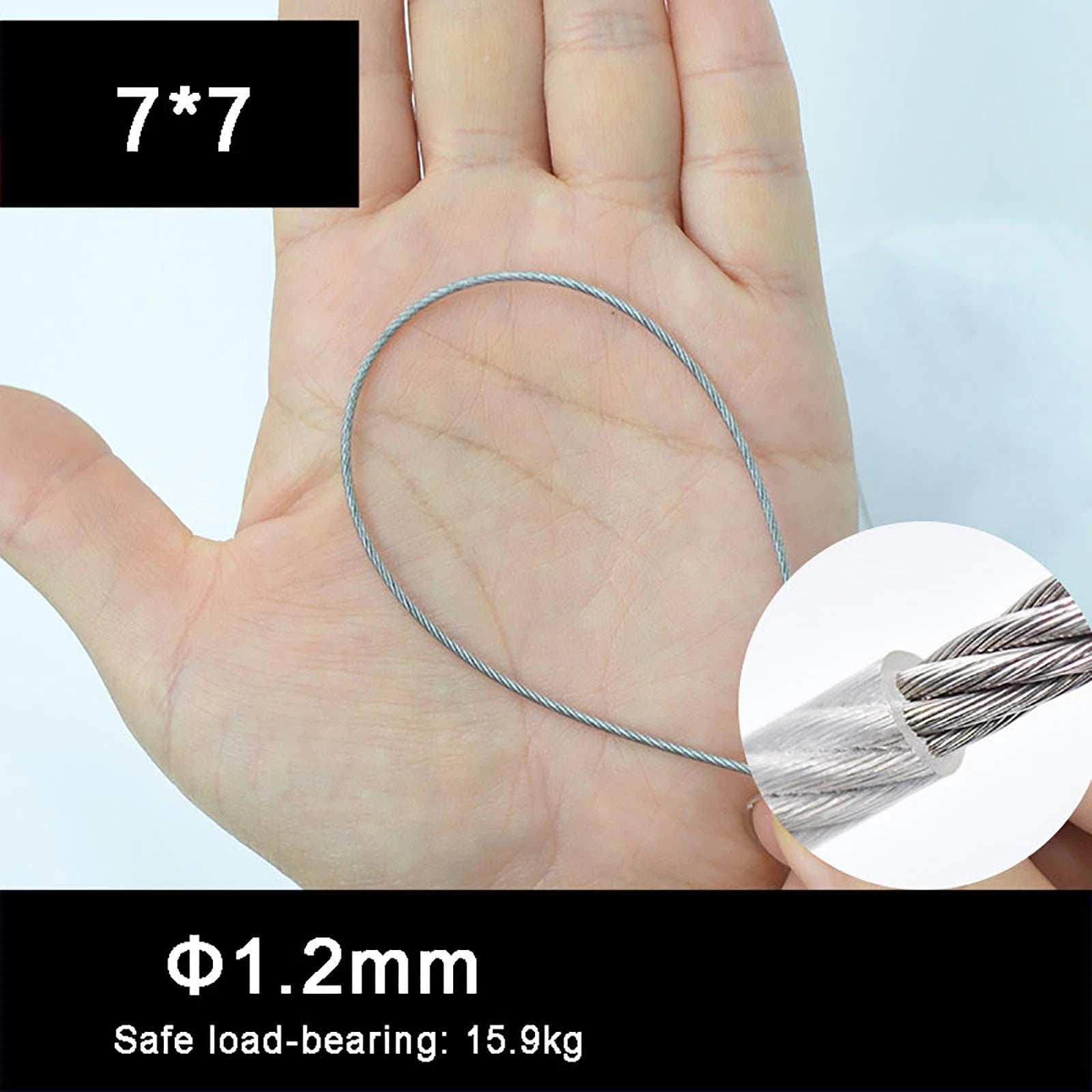 Stainless Steel Wire Rope Lifting Metal Cable Clear Black PVC Coated Φ0.6mm-5mm