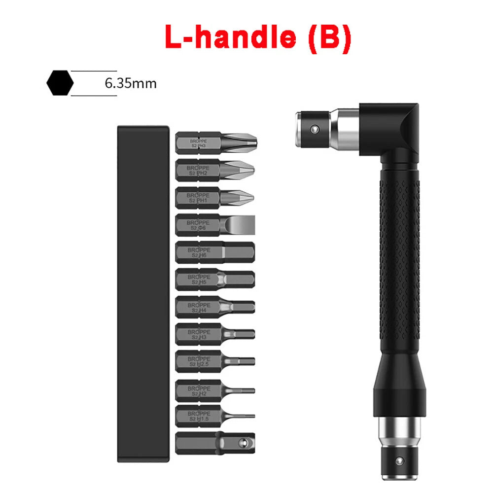 1/4" Screwdriver Bits Kit Angle L-Shape Socket Wrench-Ratchet Screwdriver Set