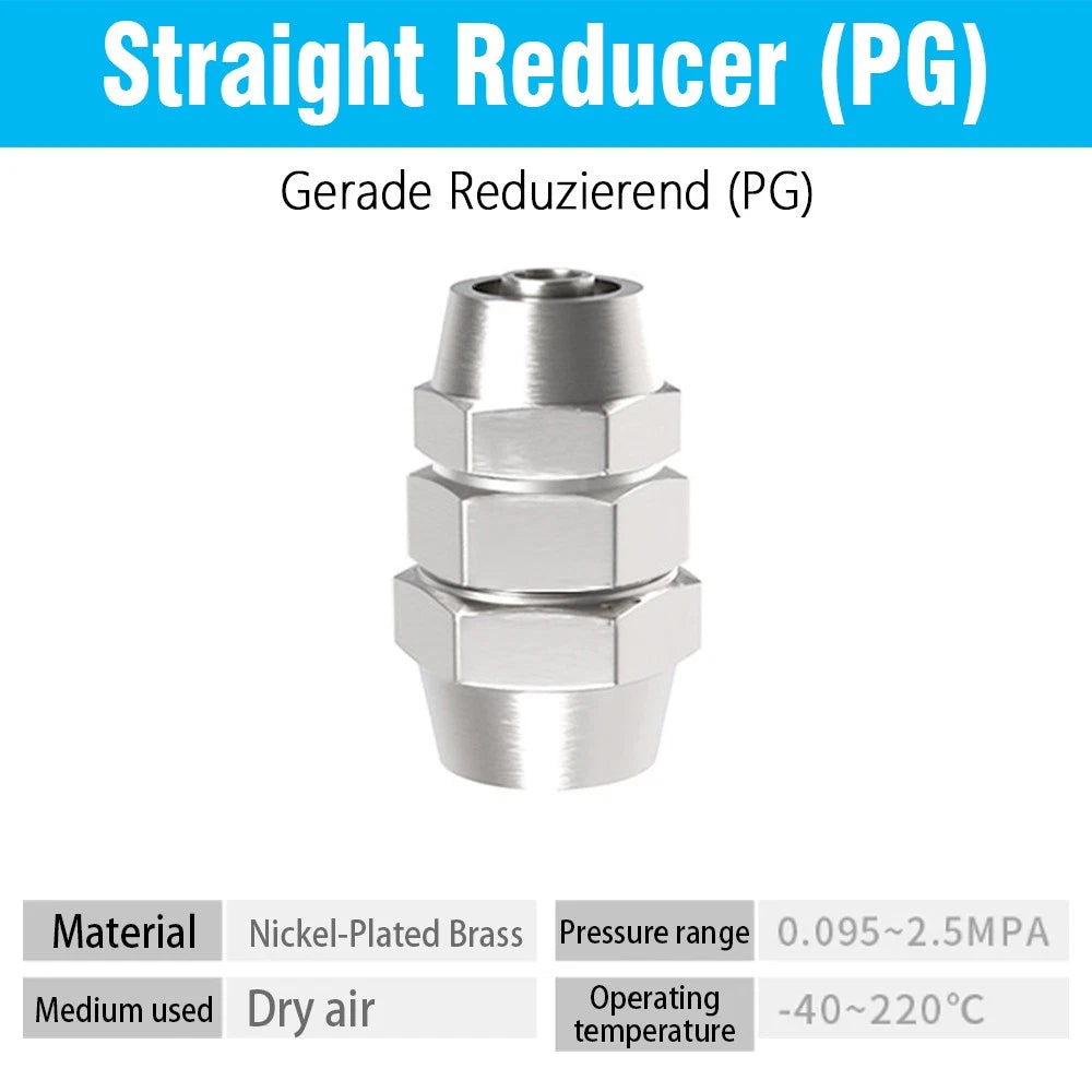 Pneumatic Push-to-Connect Fittings — Straight, Elbow, Tee, Cross & Threaded Types