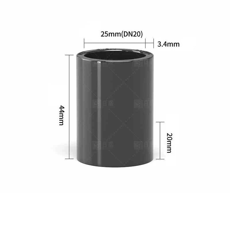PVC Straight Pipe Coupling Socket Fitting 20–110mm Grey
