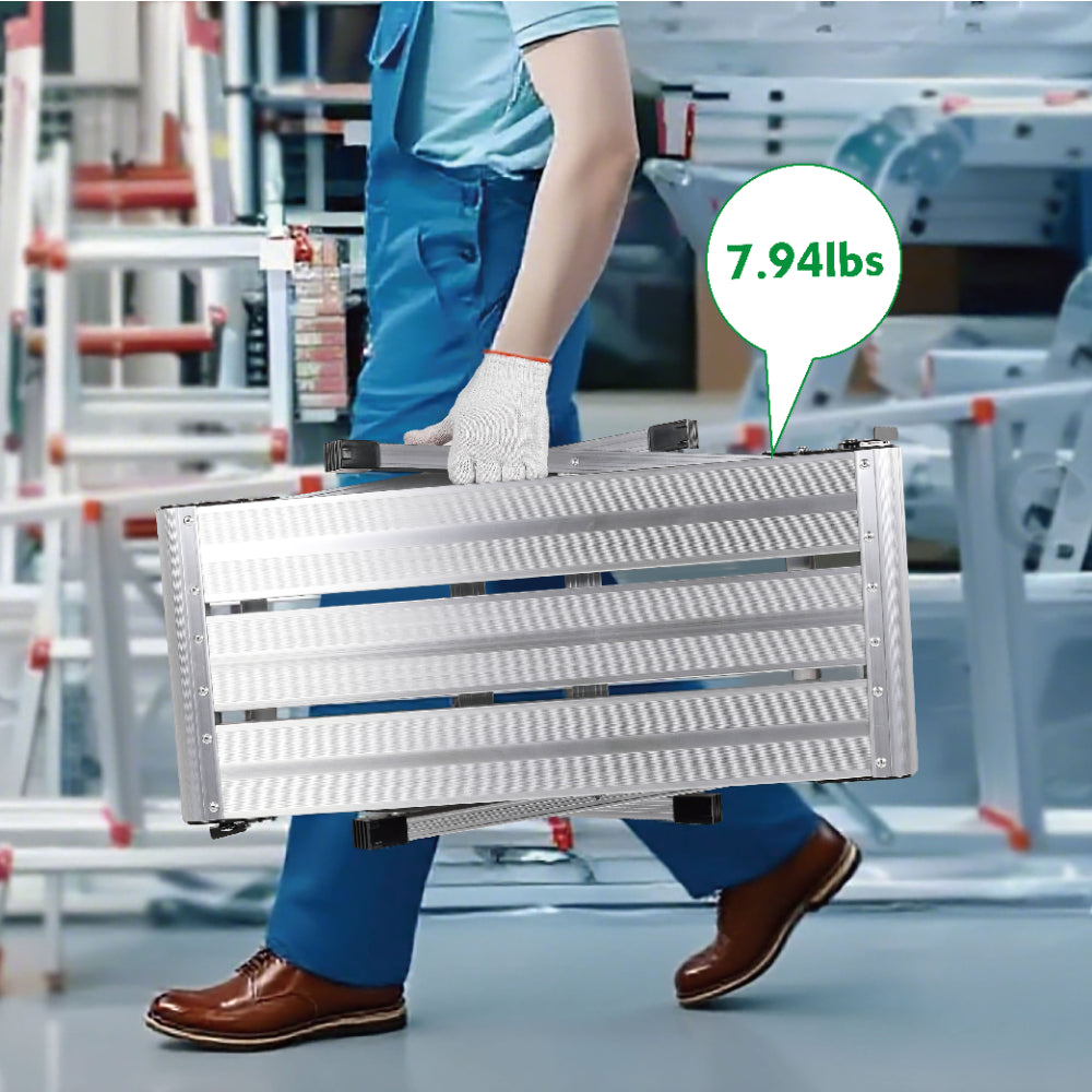 Folding Aluminum Work Platform — 330 lb Capacity, Anti‑Slip Surface, Silver, No Assembly Required