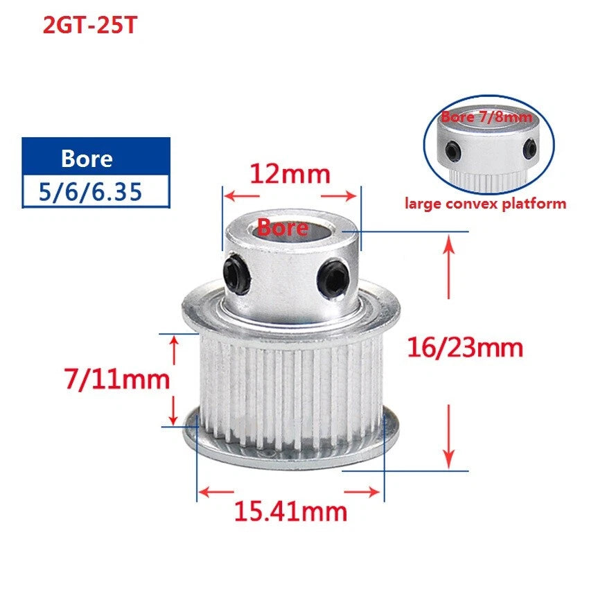 2GT 16-110T Timing Belt Pulley Pitch 2mm With Step Width 11mm For 3D Printer CNC