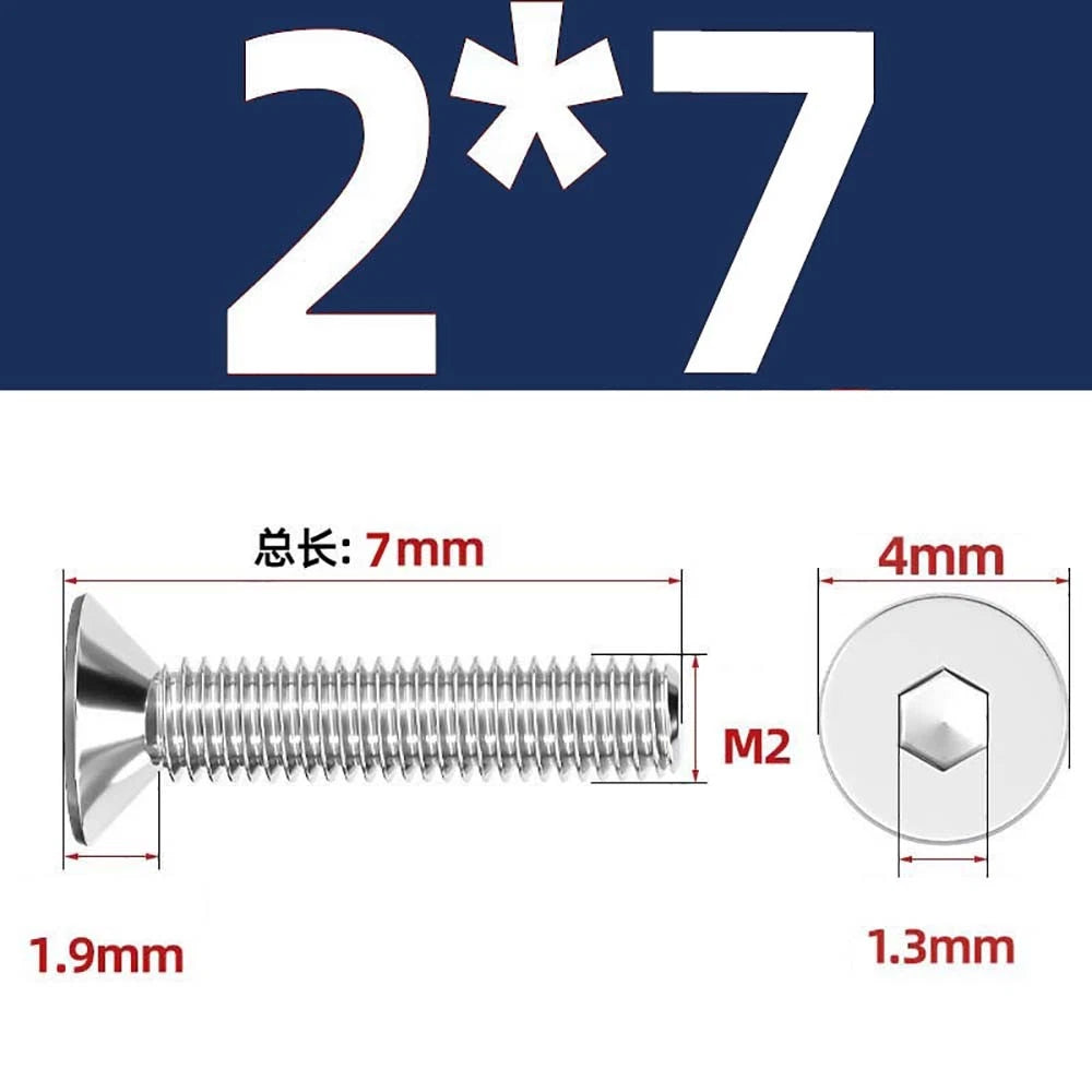 Countersunk Hex Socket Screws – A2 Stainless Steel, M2 to M16, DIN 7991, Fully Threaded