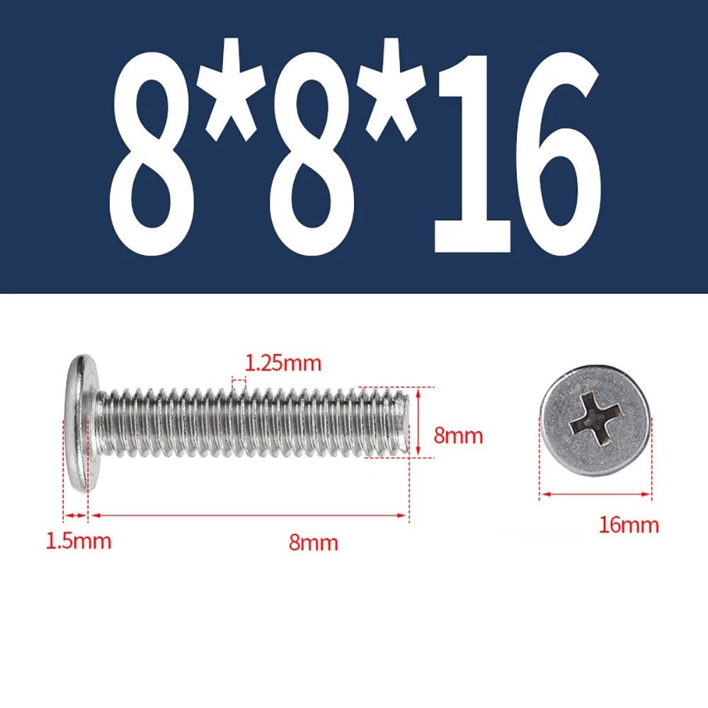 M8 White Phillips Countersunk Screws A2 Stainless Steel | 16mm Head - HomeDIYer