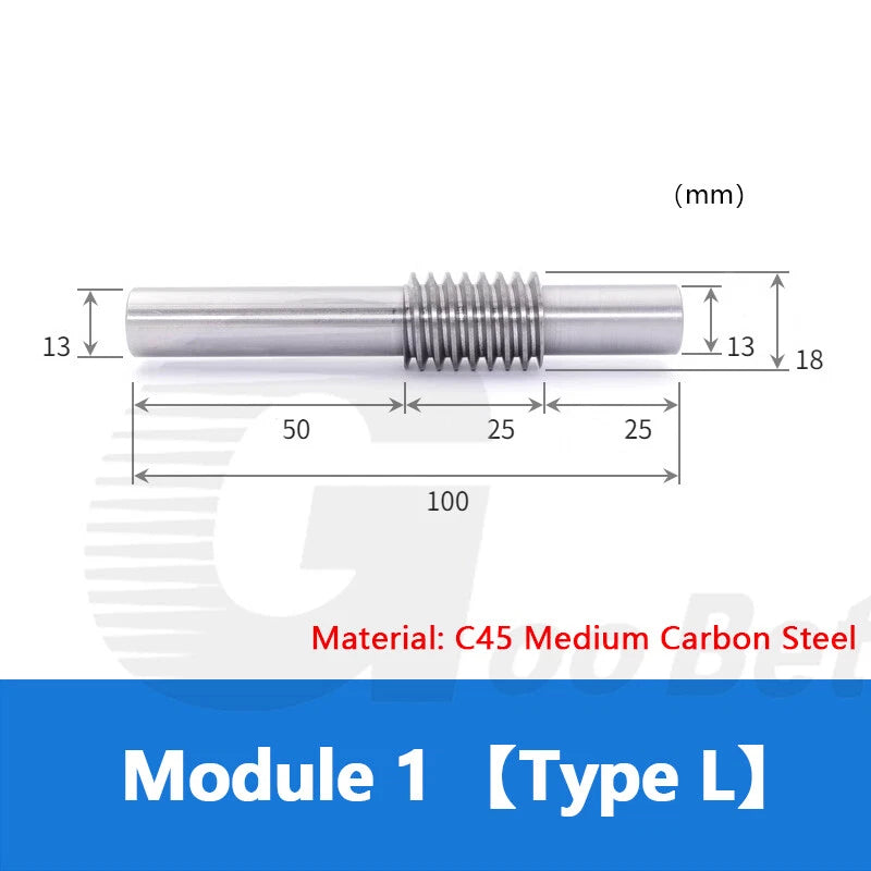 Module 1 Steel Worm Shaft Plastic Worm Gear Wheel 15 - 80 Tooth Nylon Precision