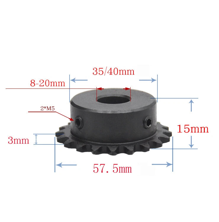 04C Roller Chain Sprocket Pitch 1/4"(6.35mm) Sprocket Wheel 25T-40T Bore 6-30mm