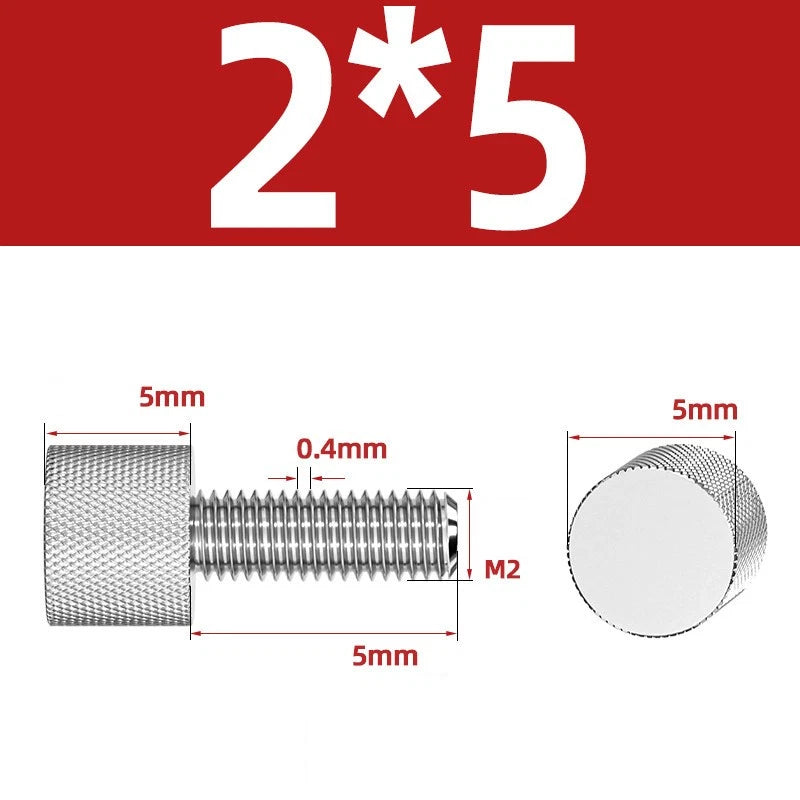 Knurled Thumb Screws A2 Stainless Steel — Flat Head Thumbscrew Bolts M2 M2.5 M3 M4 M5 M6 M8