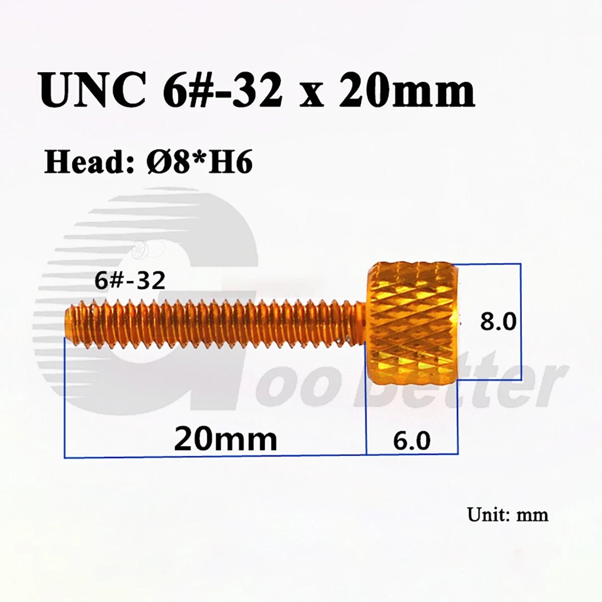Knurled Thumb Screws UNC 6 - 32 — Aluminum Hand - Grip Knob Bolts, 10 Colors - HomeDIYer