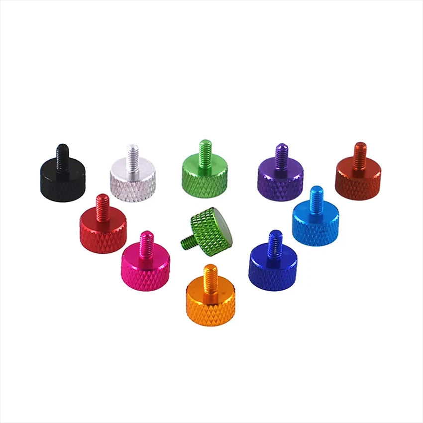 M3 Coloured Aluminum Knurled Thumb Screws – Flat Head Hand Grip Bolts