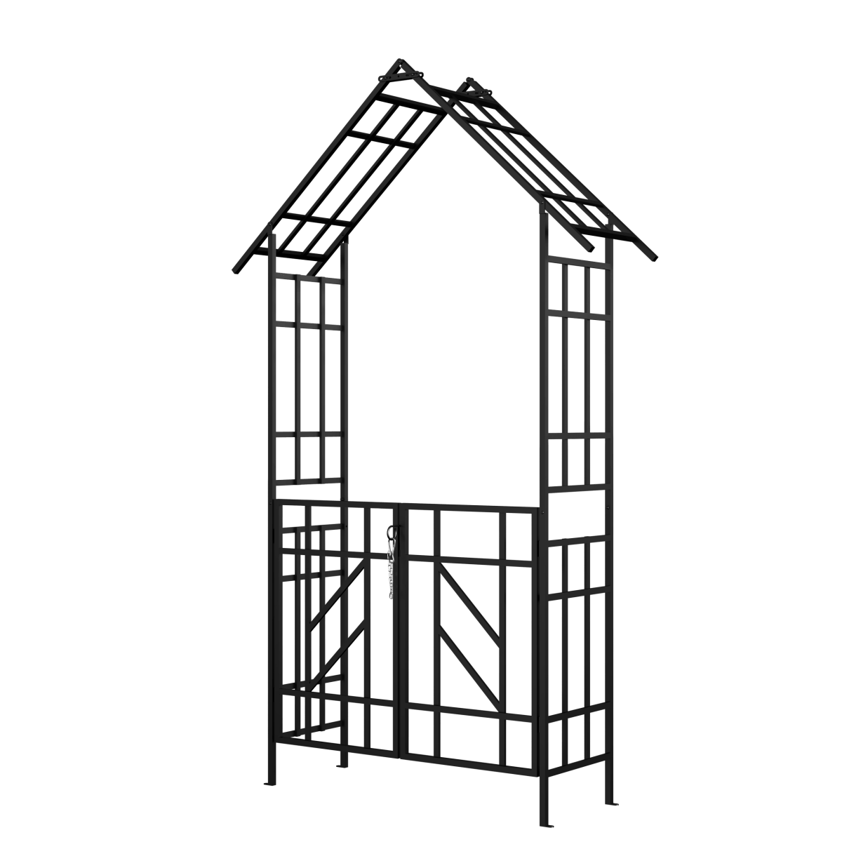 Metal Garden Arch with Gate W58.07*H97.24 Climbing Plants Support Rose Arch Outdoor Black - HomeDIYer