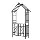 Metal Garden Arch with Gate 58x97in Black Galvanized 0.79in Tube Climbing Plants Rose Privacy