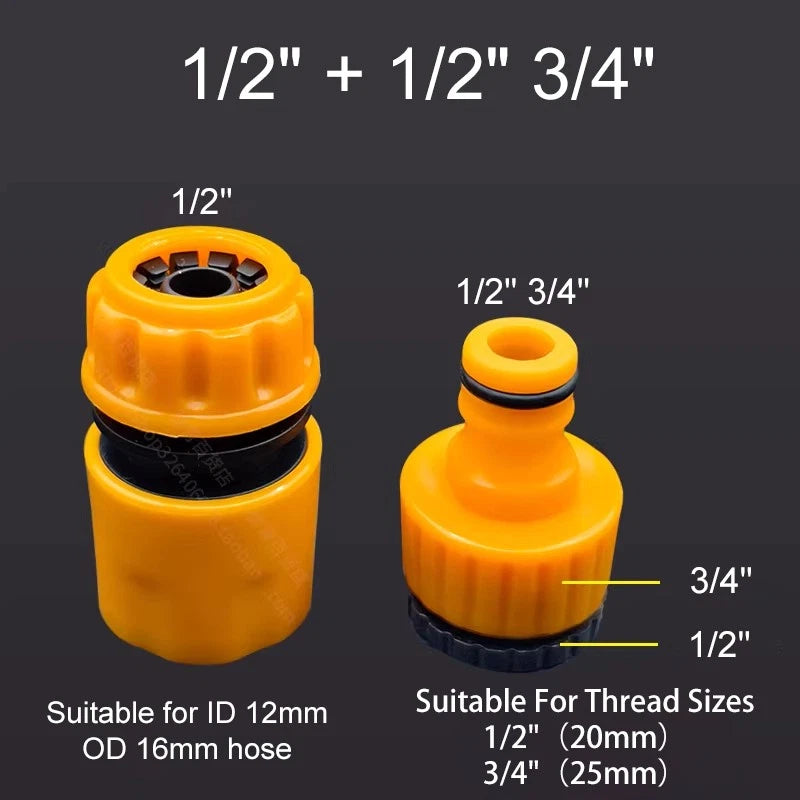 1/2/3/4/5 Sets Universal Plastic Water Connector 1/2" 3/4" Hose Plumbing Fitting