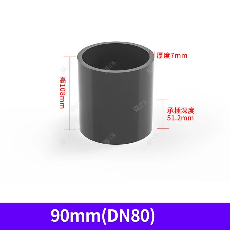 UPVC PVC Pipe Fittings Tee Straight Elbow Plumbing Couping ID 63-110mm Dark Grey