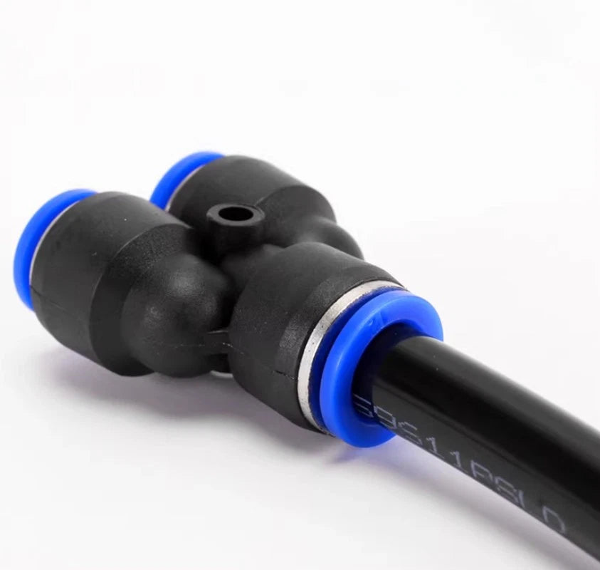 Plastic Pneumatic Hose Splitter Connector — Y-Shape PY & Equal Tee PW Fittings