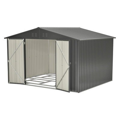 10X8 FT Outdoor Storage Shed, All Weather Metal Sheds with Lockable Doors, Tool Shed for Garden, Patio, Backyard, Lawn, Black