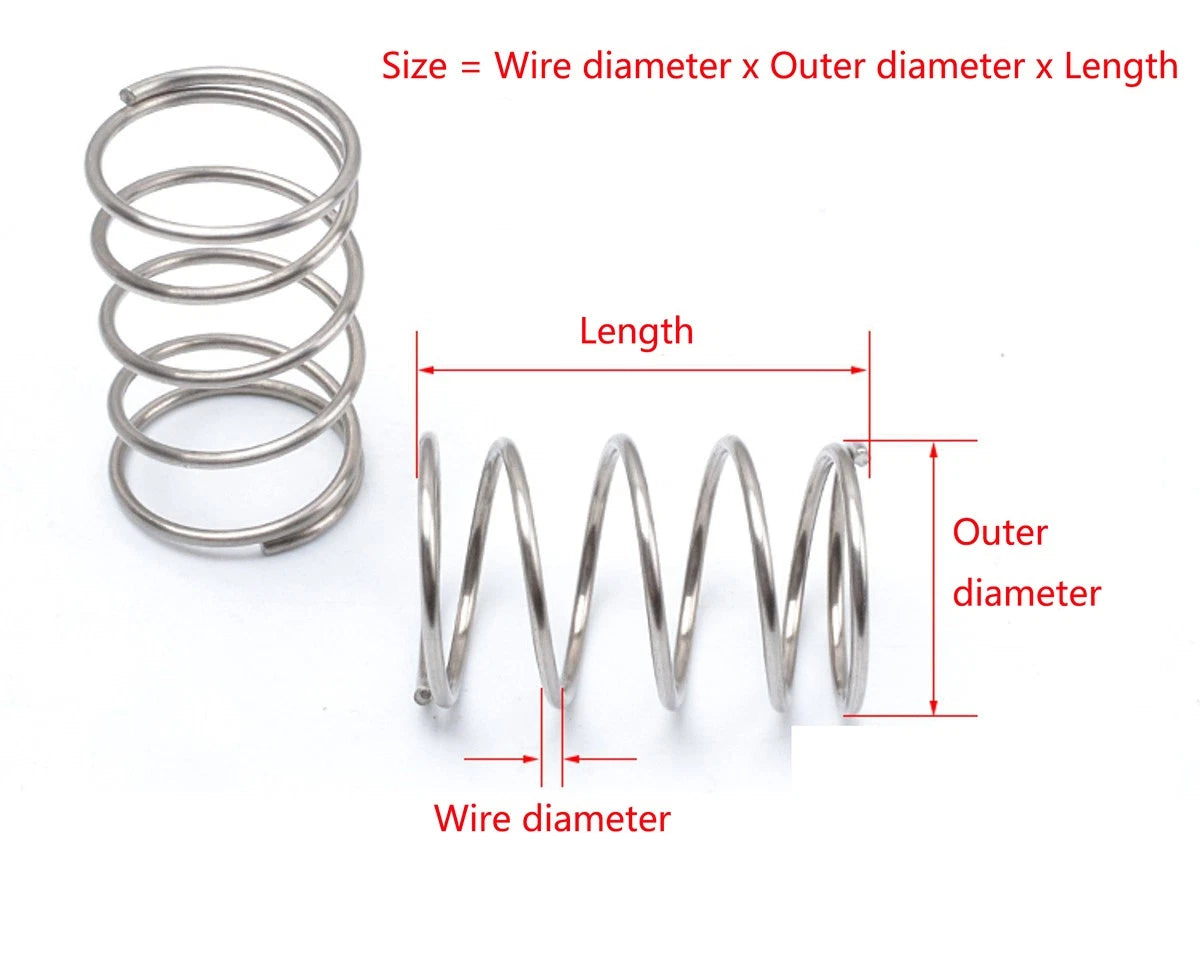 Stainless Steel Compression Spring Various Size 7.5-12mm Dia & 5-50mm Length