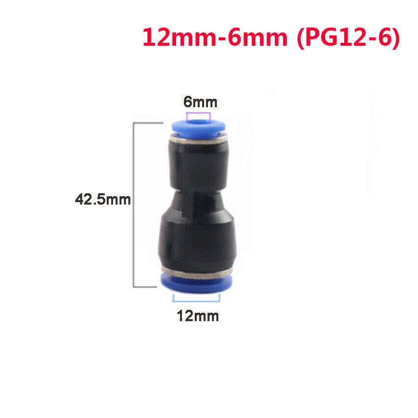 Reducer Straight Push-In Fittings | Pneumatic Tube Connector 4mm–16mm