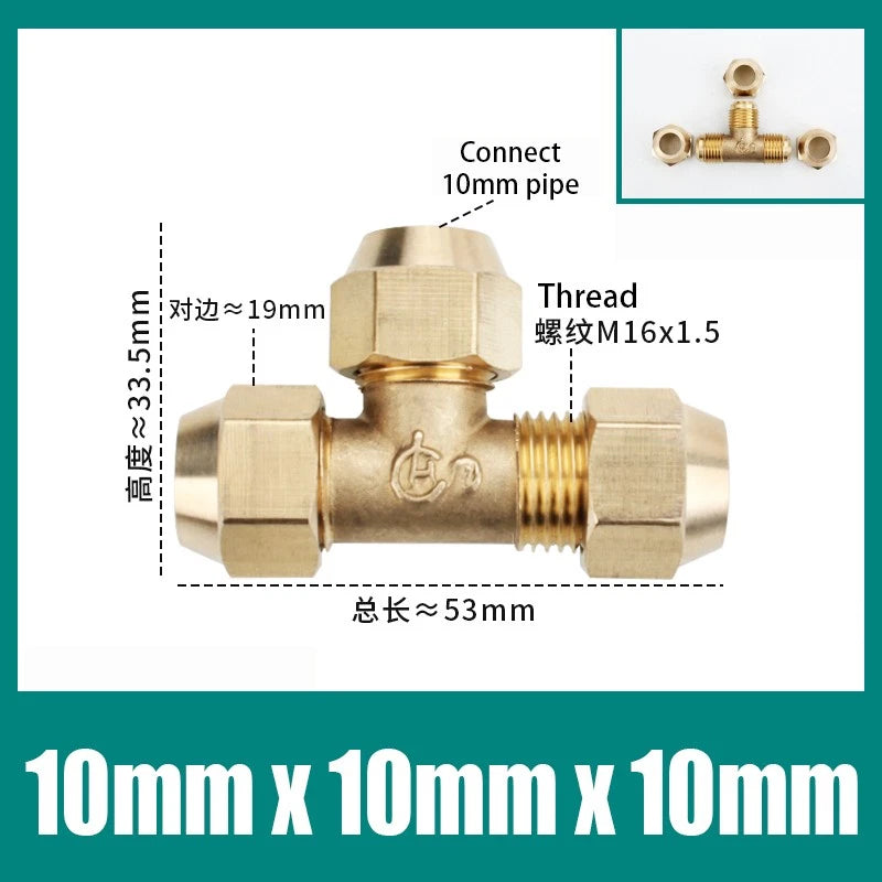 Brass Compression Tee Fitting — Male T-Piece Connector for Copper & Plastic Pipe