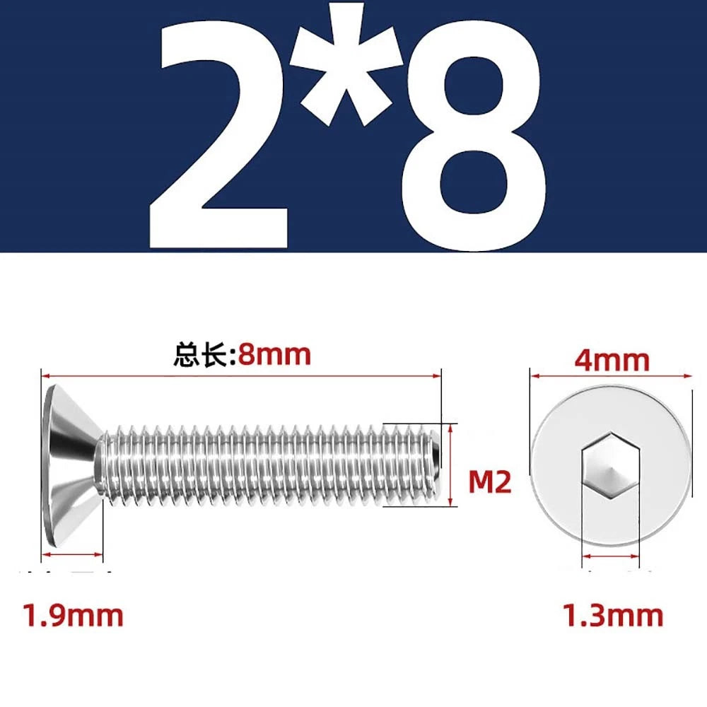A4 Stainless Steel Countersunk Hex Socket Screws – Marine Grade, M2 to M16 (DIN 7991)