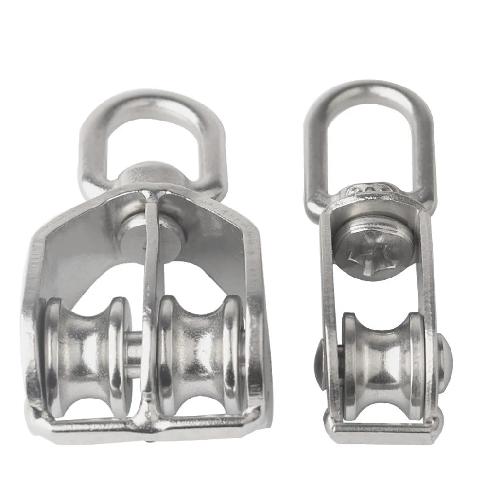 Stainless Steel 15-75mm Single/Double Pulley Block for Wire Rope Lifting Rigging