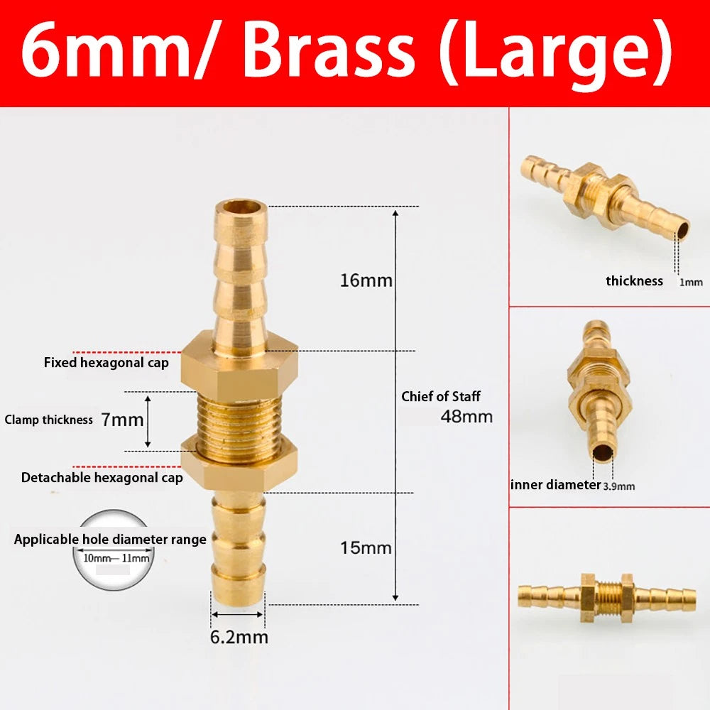 Copper Straight Hose Connector Double-Sided Female Thread