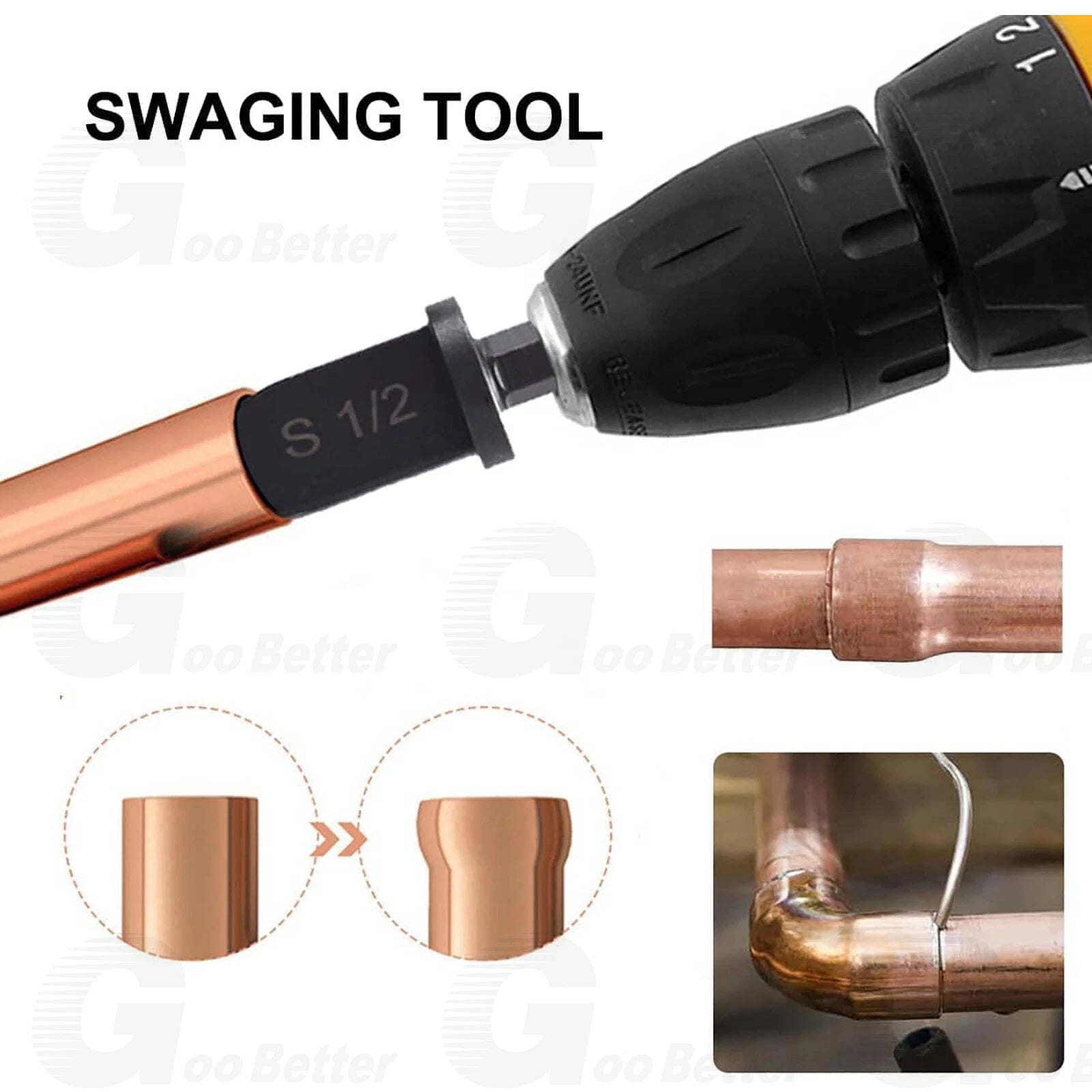 7x Swaging Tube Expander Tool Drill Bit Set Air Conditioner Copper Tube Expander