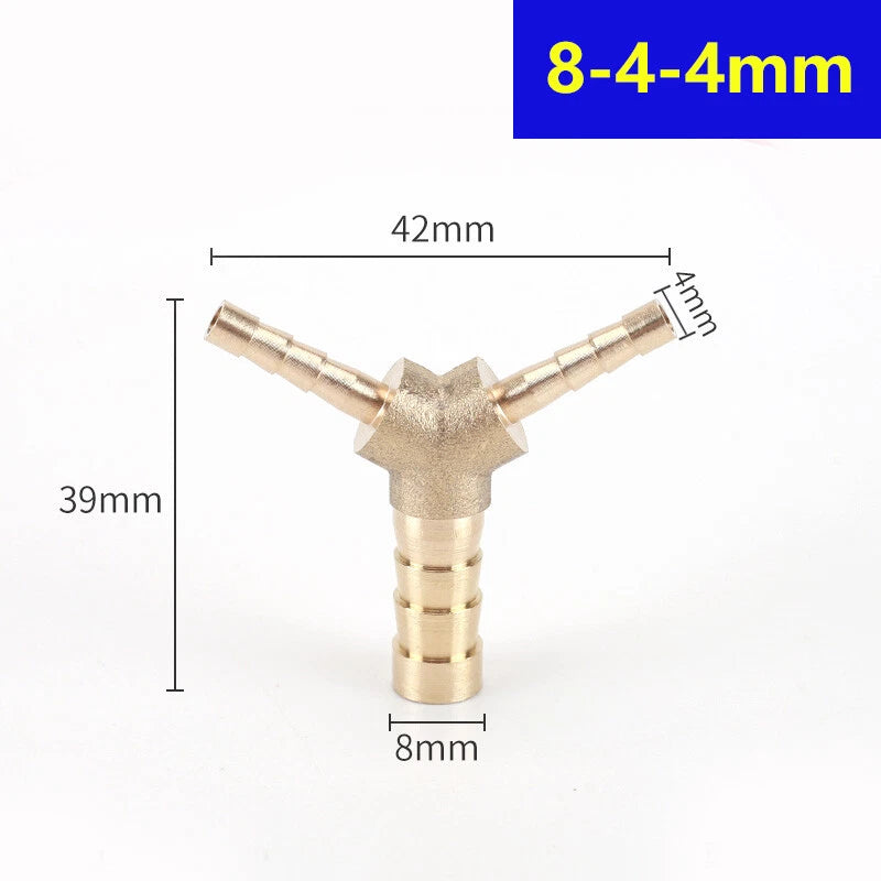 Brass Hose Tail Y-Piece Reducer Connector — Air Water Gas Fuel Pipe Fitting