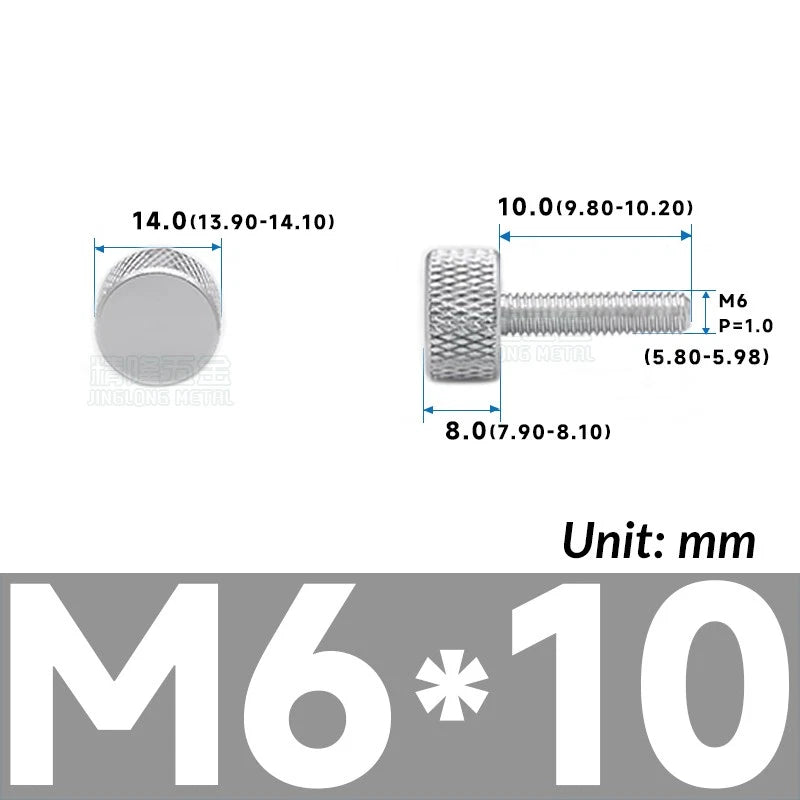 M6 Knurled Thumb Screws Aluminum Alloy DIY Hand Tighten Grip Knob Adjustmen Bolt