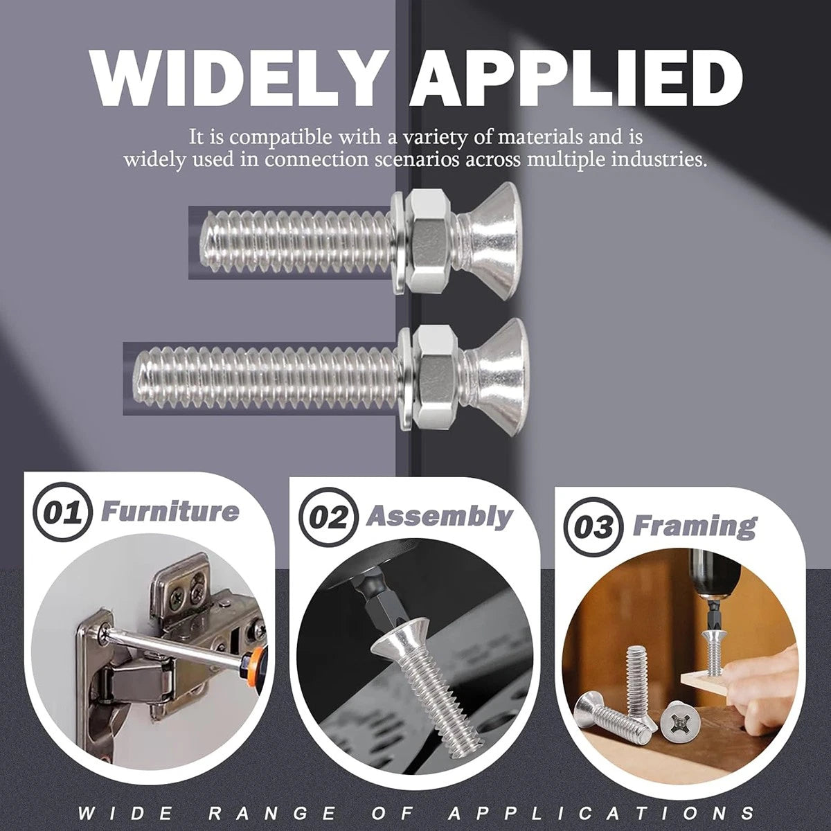 720Pcs Stainless Steel Phillips Flat Head Machine Screws Nuts Washers Assortment Kit – #6-32 #8-32 #10-24 1/4-20 SAE