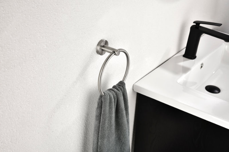 6-Piece Stainless Steel Bathroom Towel Rack Set – Wall Mount, Brushed Nickel, Complete Hardware Kit