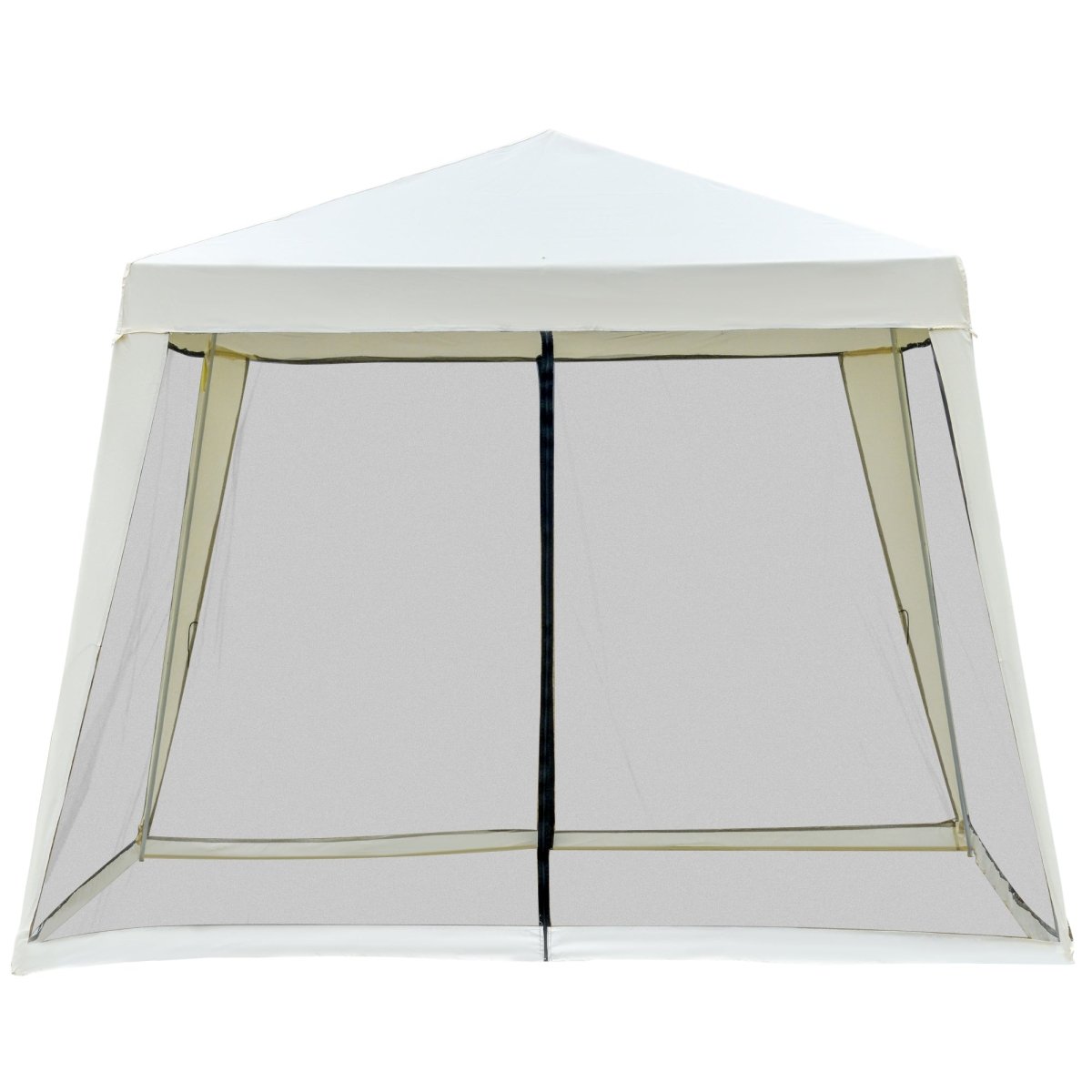 Outsunny 10'x10' Outdoor Canopy Tent, Slant Leg Sun Shelter with Mesh Sidewalls, Patio Tents for Parties, Cream White - HomeDIYer