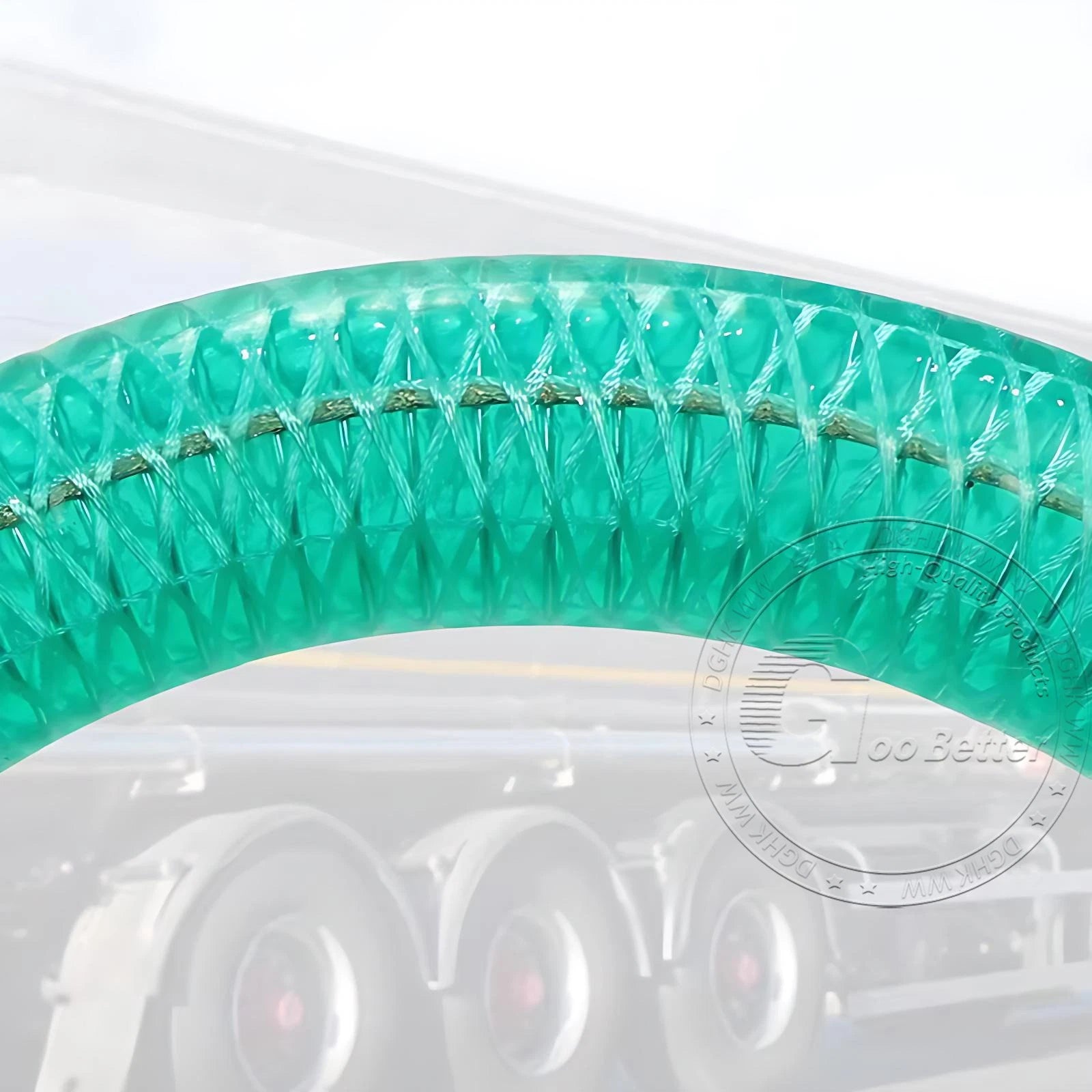 Braided Wire Reinforced Flexible PVC Hose Pipe — Water & Fuel Transfer, Green