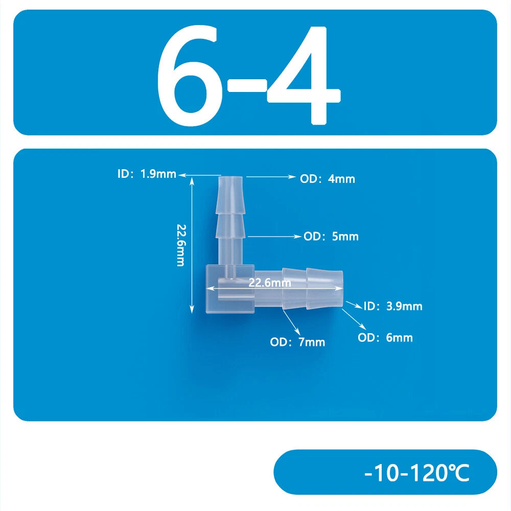 L-Shaped Reducer Elbow Hose Connector — Plastic Tube Fitting for Air & Water Lines