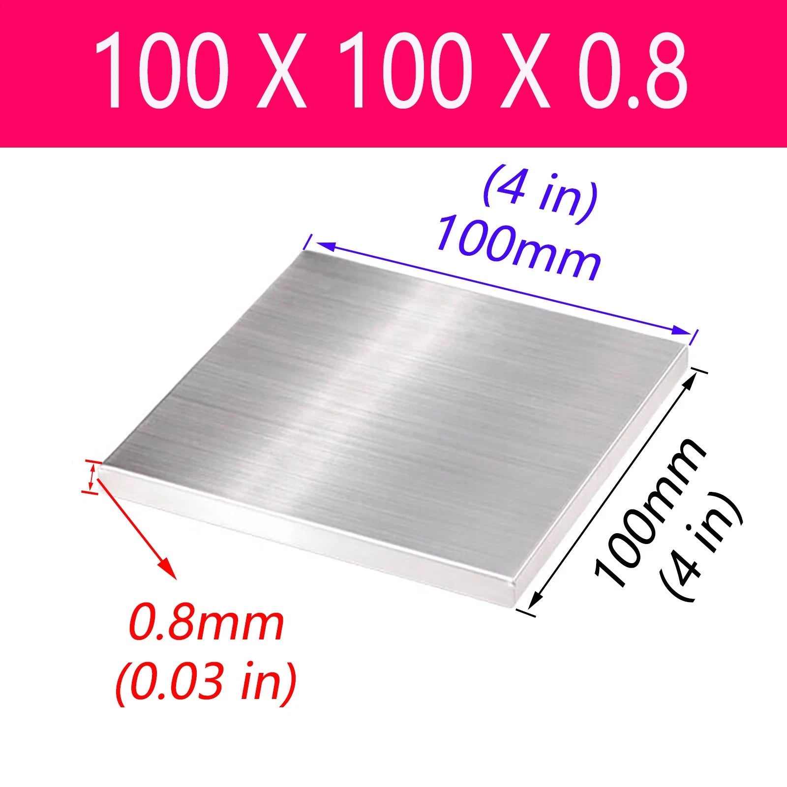 Stainless Steel Sheet Bright Polish 0.8mm Thick Many Size Grade A2 304 L50-450mm