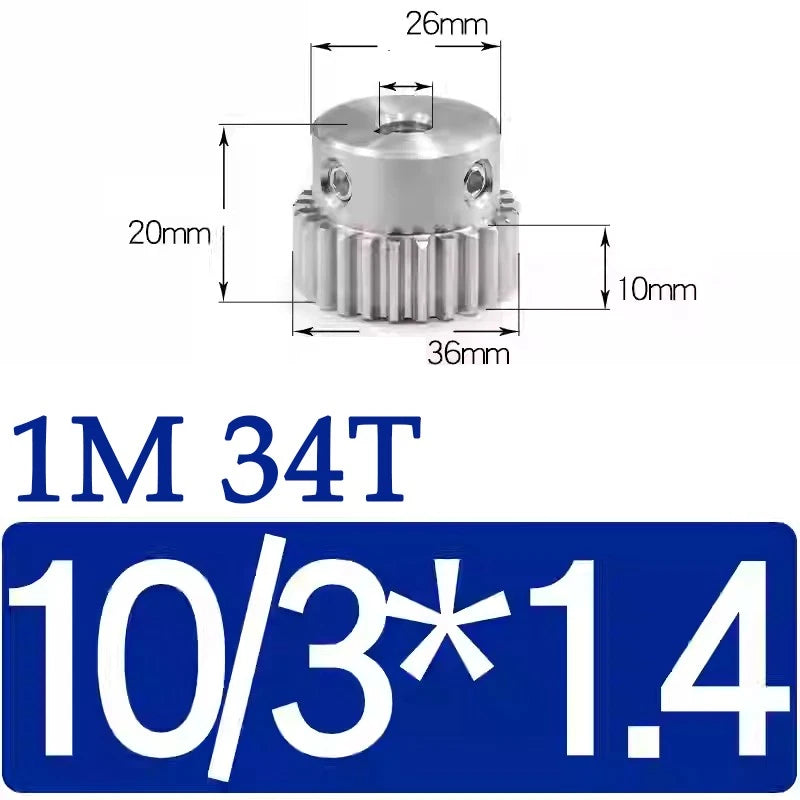Spur Gears 1M Transmission Gear With Step Stainless Steel Motor Gear 32~50 Teeth